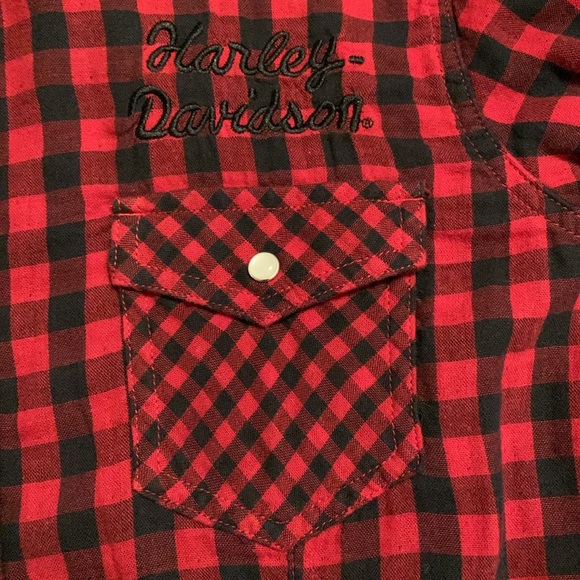 Harley Davidson Men Buffalo Plaid Snap embroidered/Patches Long Sleeve(Lg) - Picture 6 of 15